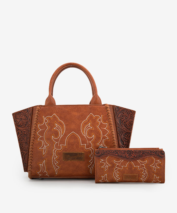Wrangler Embroidered Boot Scroll Tote Bag Set