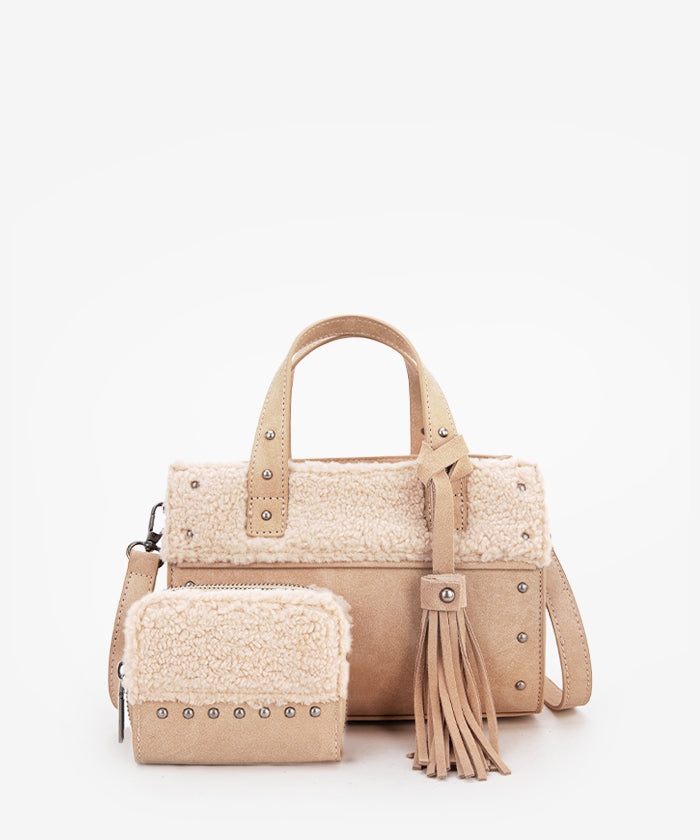 Wrangler Sherpa Tote Bag Set - KHAKI / TOTE & WALLET
