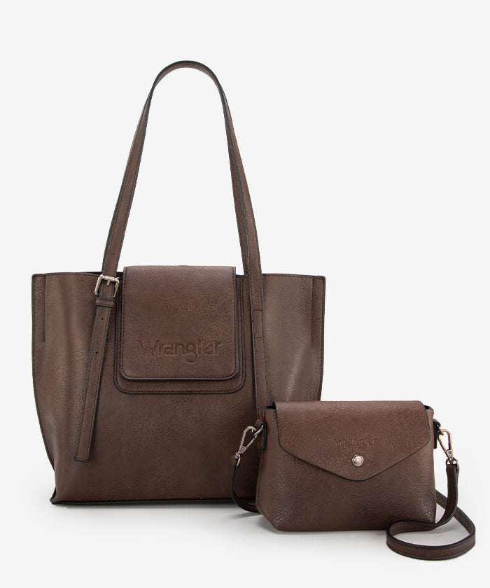 Wrangler Flap Shoulder Bag Set - COFFEE