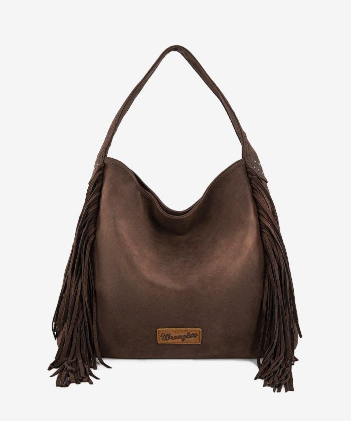 Wrangler Fringe Studded Hobo Bag - COFFEE