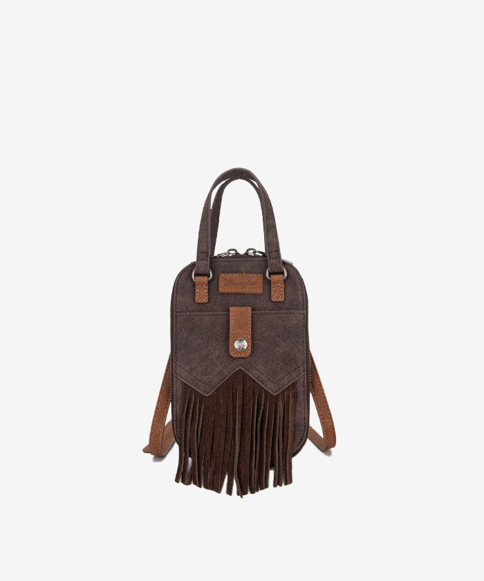 Wrangler Fringe Western Mini Crossbody Bag - COFFEE