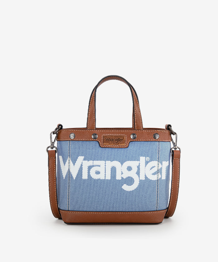 Wrangler Leather Trim Canvas Crossbody Bag - JEAN