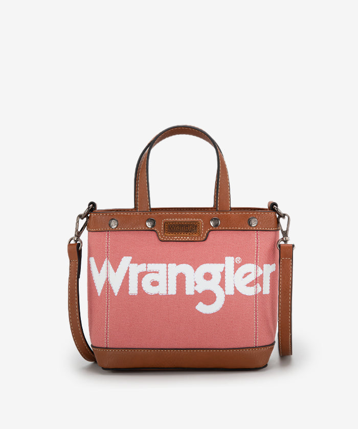 Wrangler Leather Trim Canvas Crossbody Bag - PINK