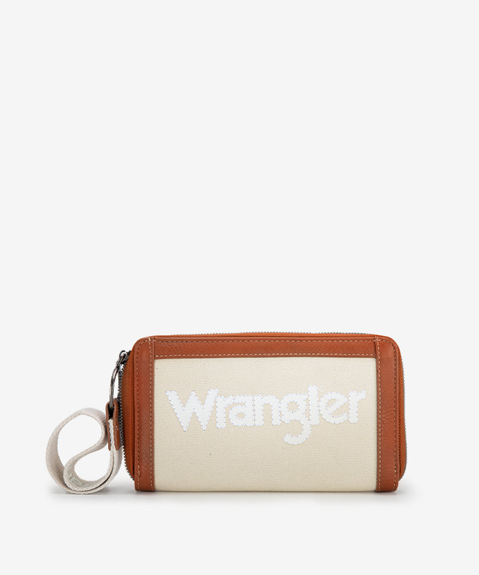 Wrangler Leather Trim Canvas Tote Bag Set - TAN / WALLET