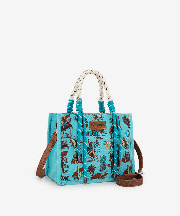 Wrangler Southwestern Print Rope Tote Bag - TURQUOISE