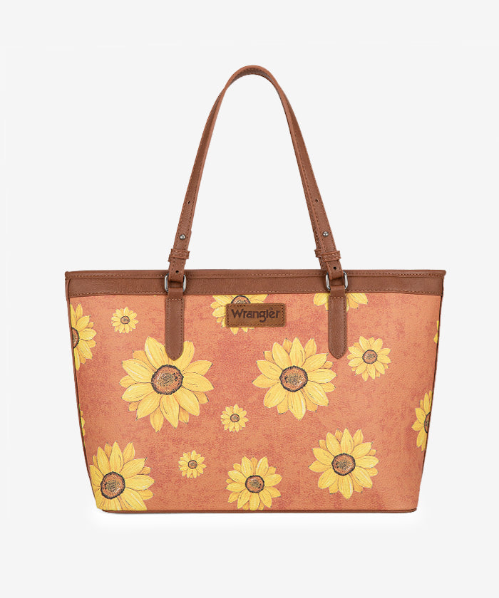 Wrangler Sunflower Print Wide Tote Bag - BROWN