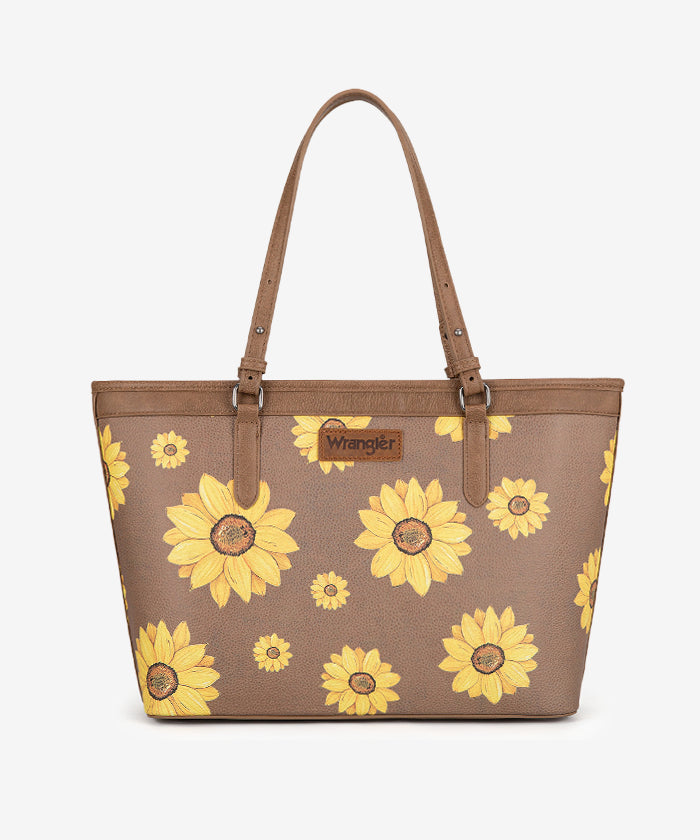 Wrangler Sunflower Print Wide Tote Bag - KHAKI