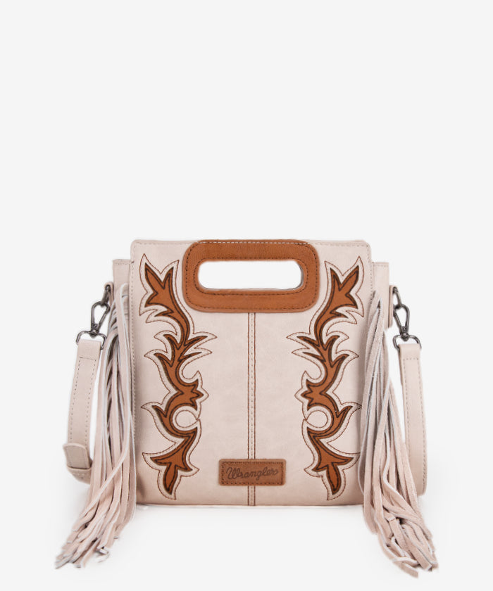 Wrangler Top Handle Embroidered Fringe Tote Bag