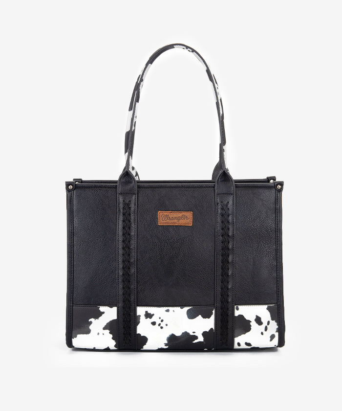 Wrangler Cow Print Wide Tote Bag - BLACK / TOTE BAG