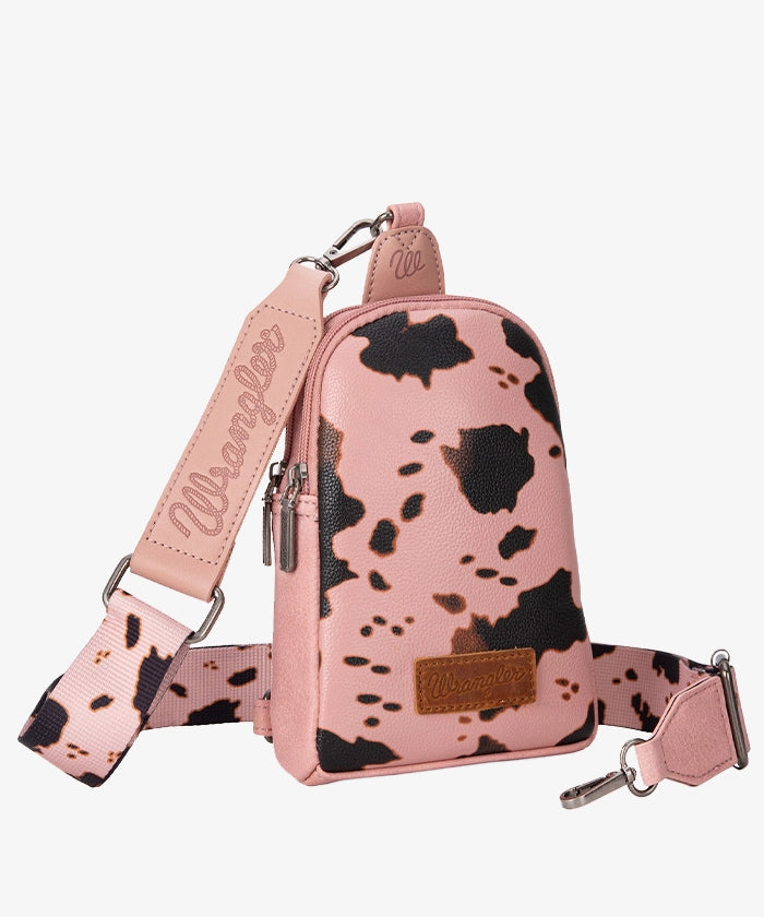 Wrangler Cow Print Concealed Crossbody Bag Set - PINK / SLING BAG