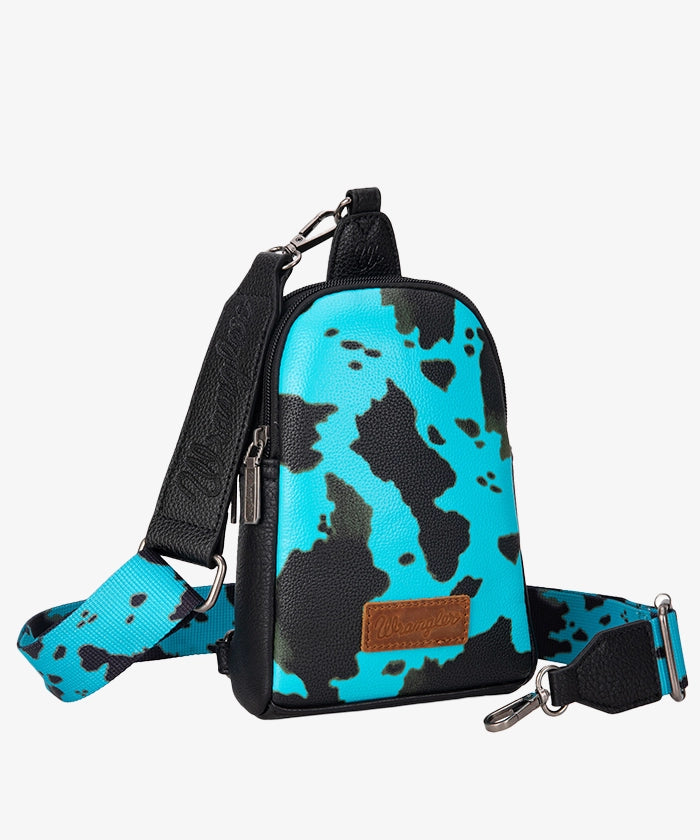 Wrangler Cow Print Sling Bag - TURQUOIES