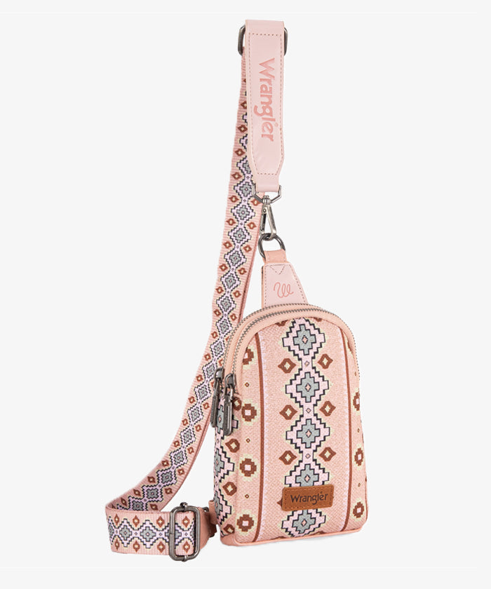Wrangler Southwestern All-over Aztec Print Sling Bag - PINK