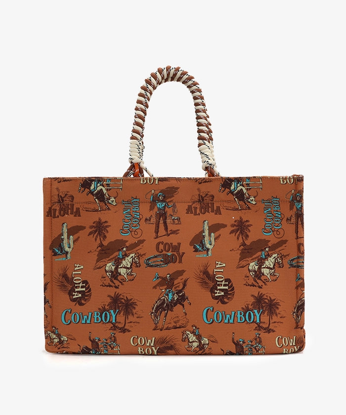 Wrangler Cowboy Print Tote Bag - BROWN
