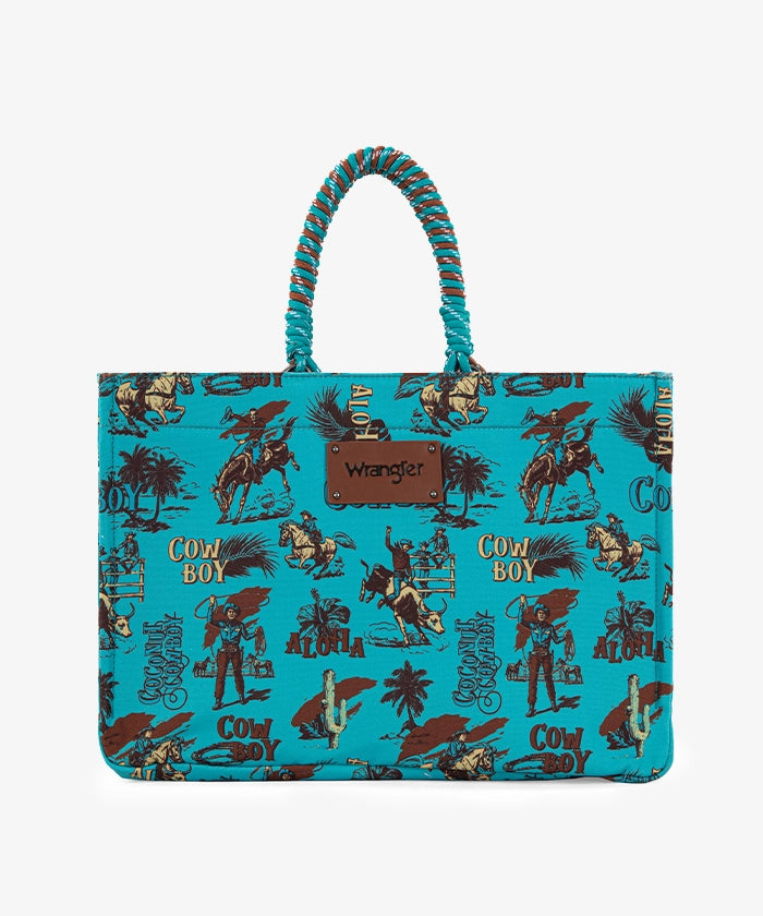 Wrangler Cowboy Print Tote Bag - TURQUOISE