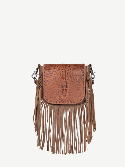 Cowhide Crossbody Purse with Fringes Western Handbag Clutch Black Brown  Leather