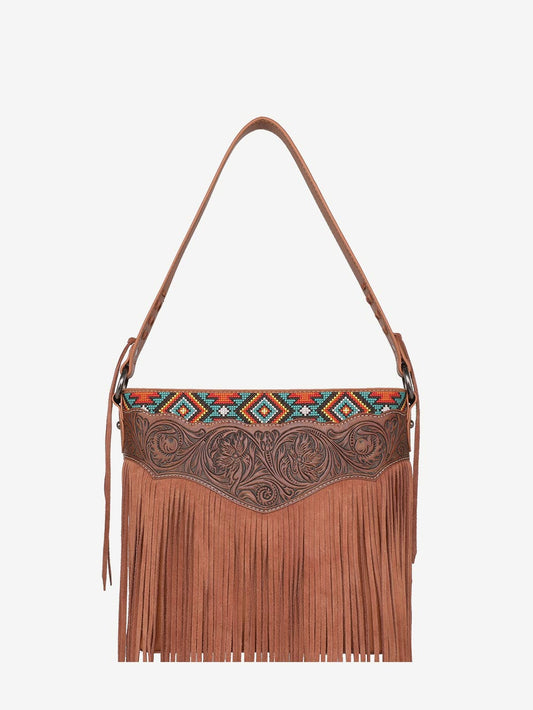 Vintage Boho Leather Fringe Crossbody Bag