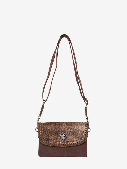 Wrangler Hair-On Cowhide Vintage Floral Crossbody Tote – Montana West World