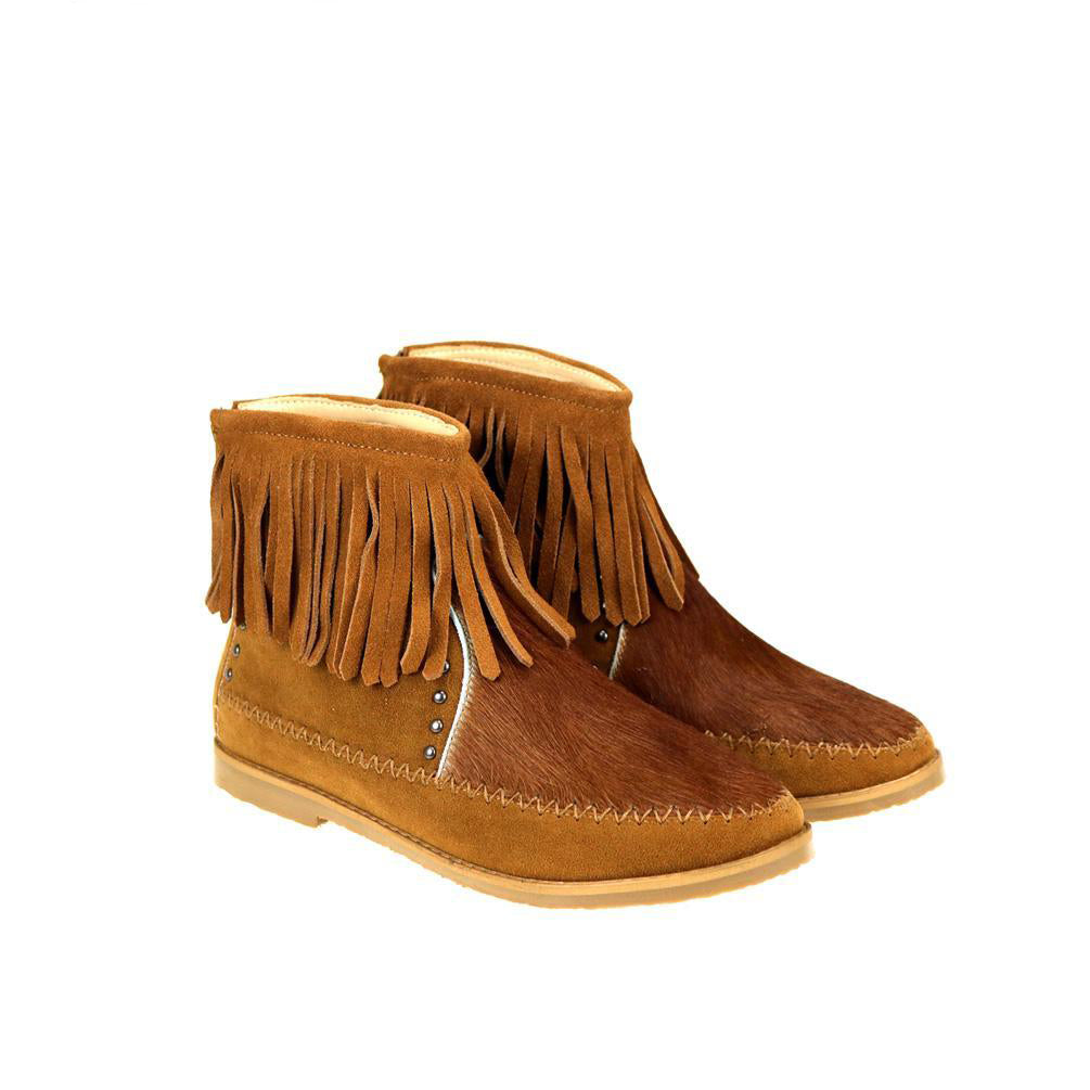 MBT-1904 Montana West Western Booties Genuine Hair-On Cowhide - Brown