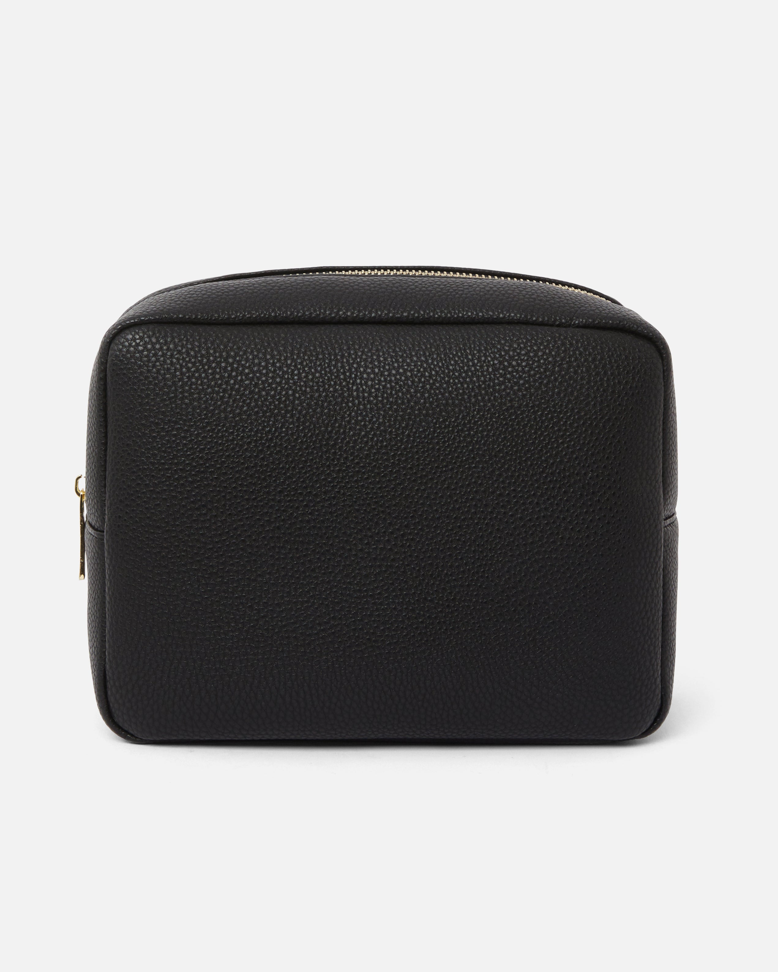 Image of Leather Wash bag | Jet Black