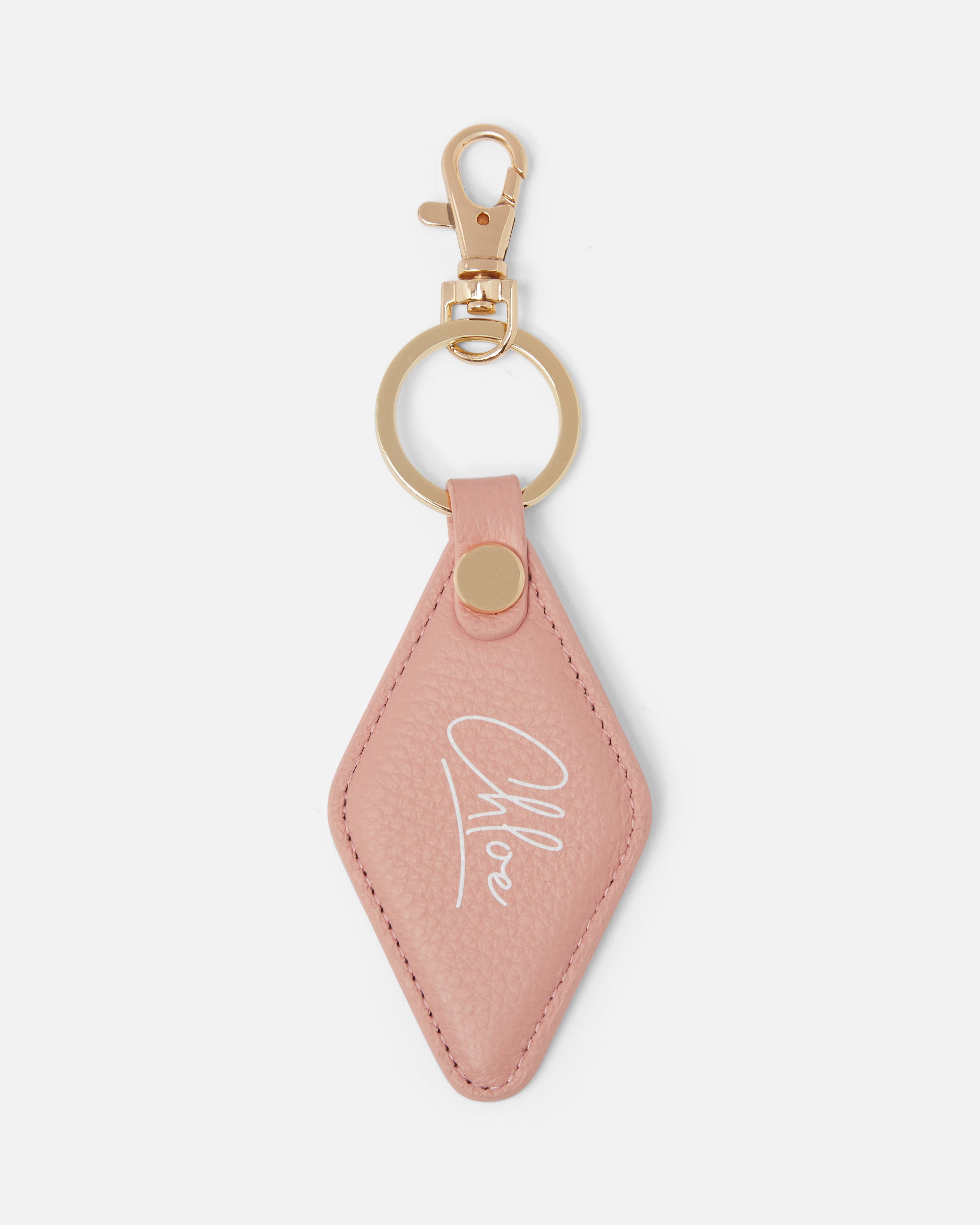 Image of Pebble Leather Diamond Keyring | Signature Blush