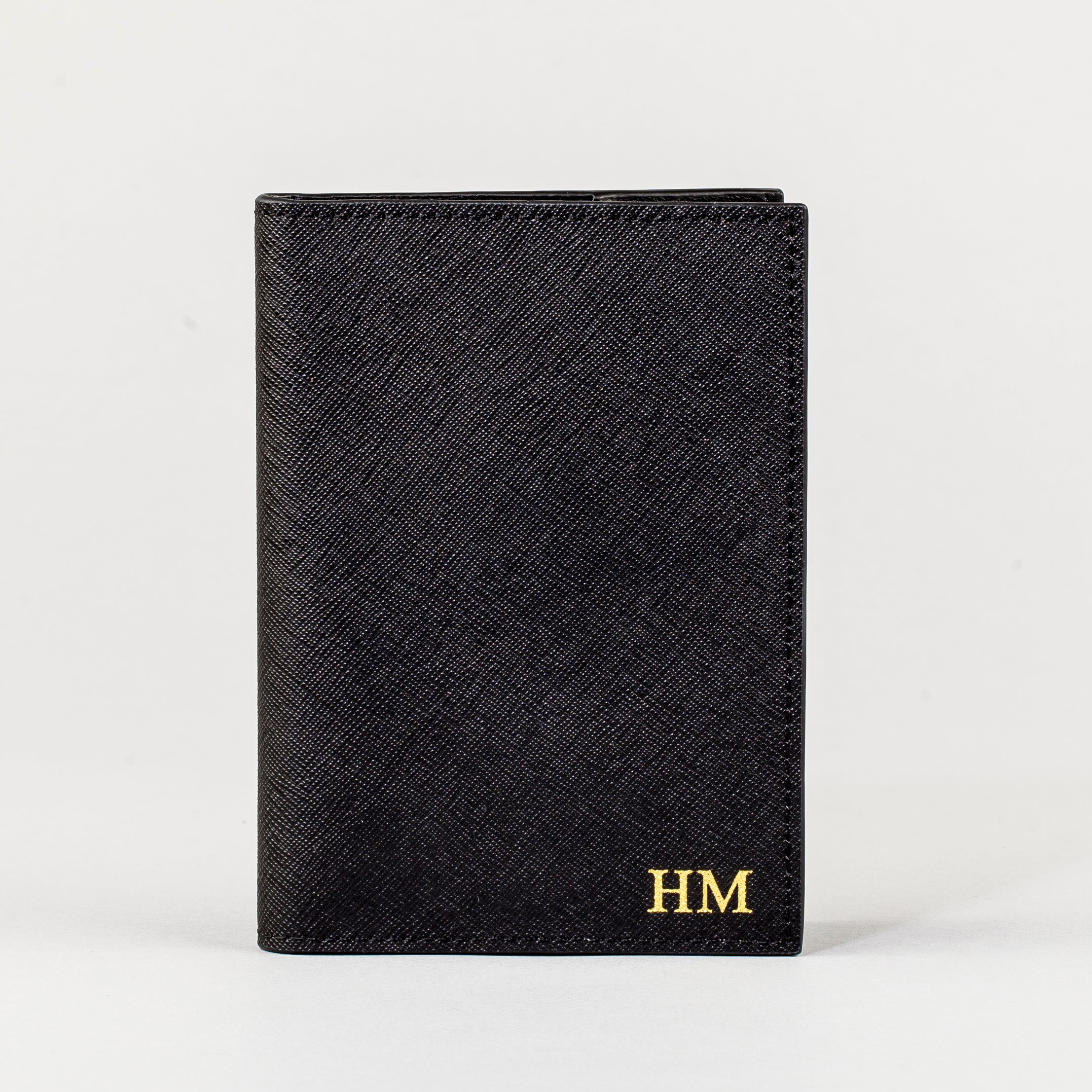 Image of Personalised Saffiano Leather Passport Cover | Black