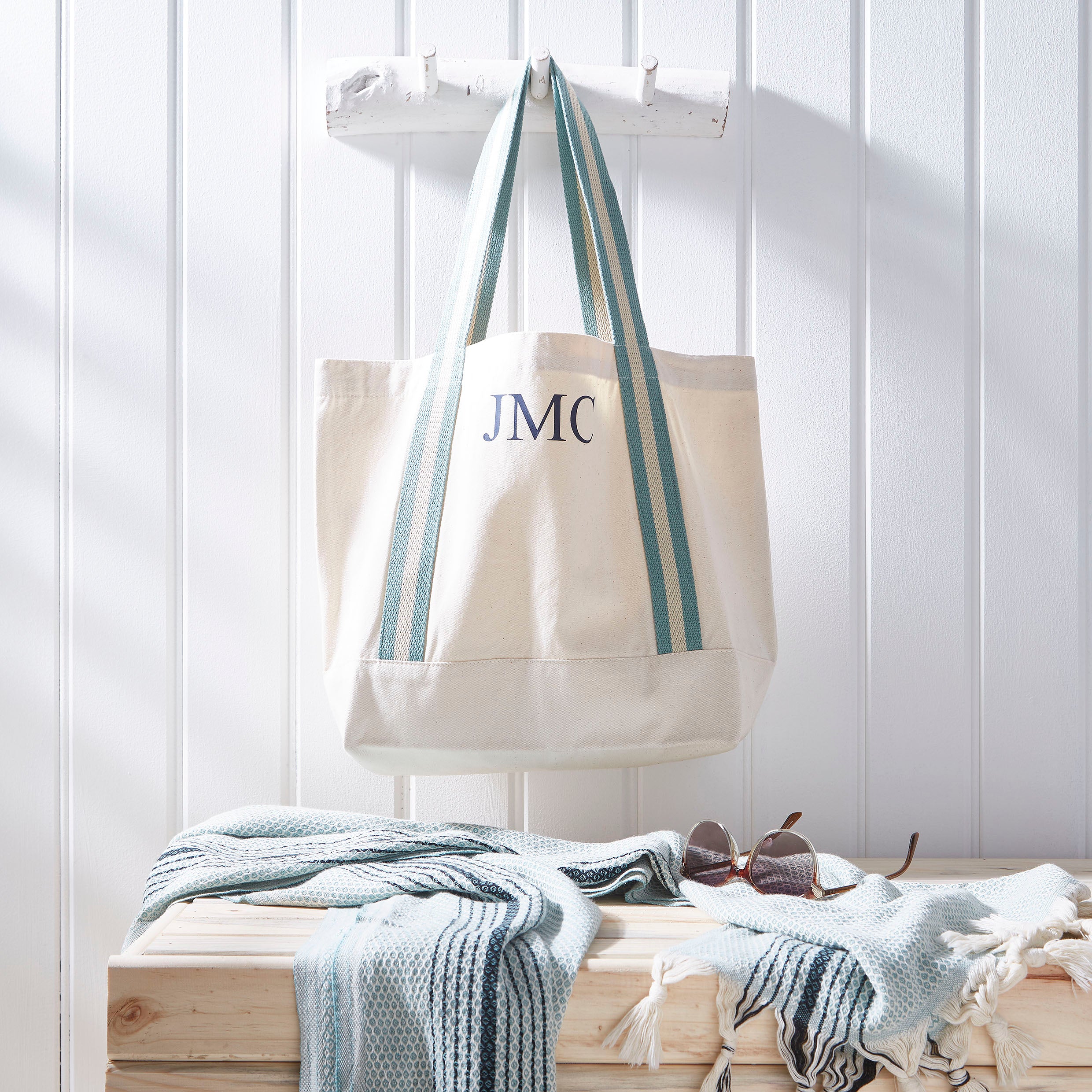 Image of Personalised Beach Bag | Natural & Aqua  s Sl B et 