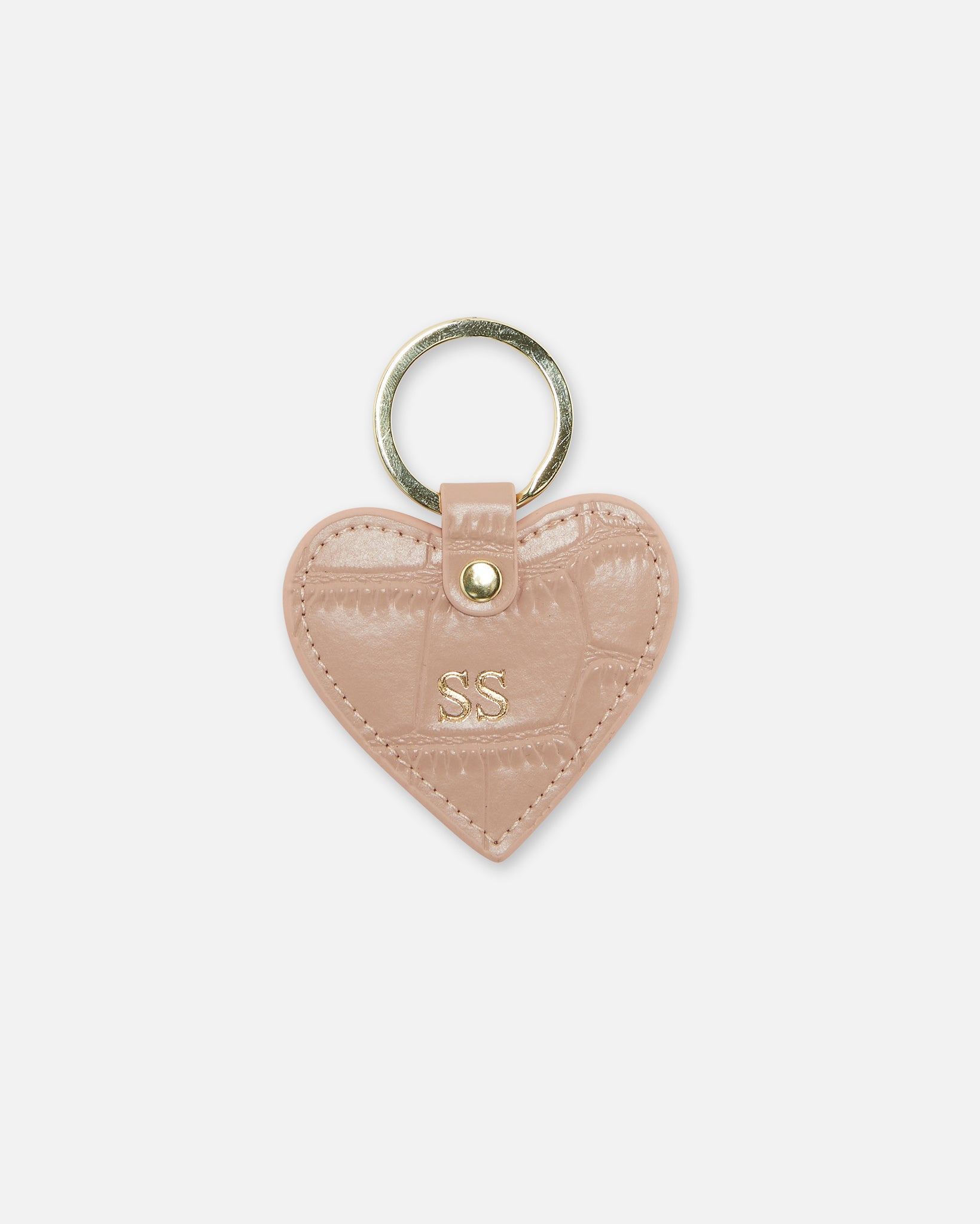 Image of Leather Heart Keyring in Blush