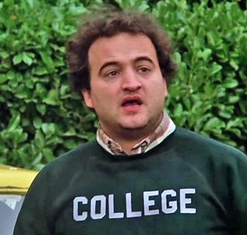 john belushi college sweater