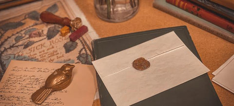 a letter with a wax stamp
