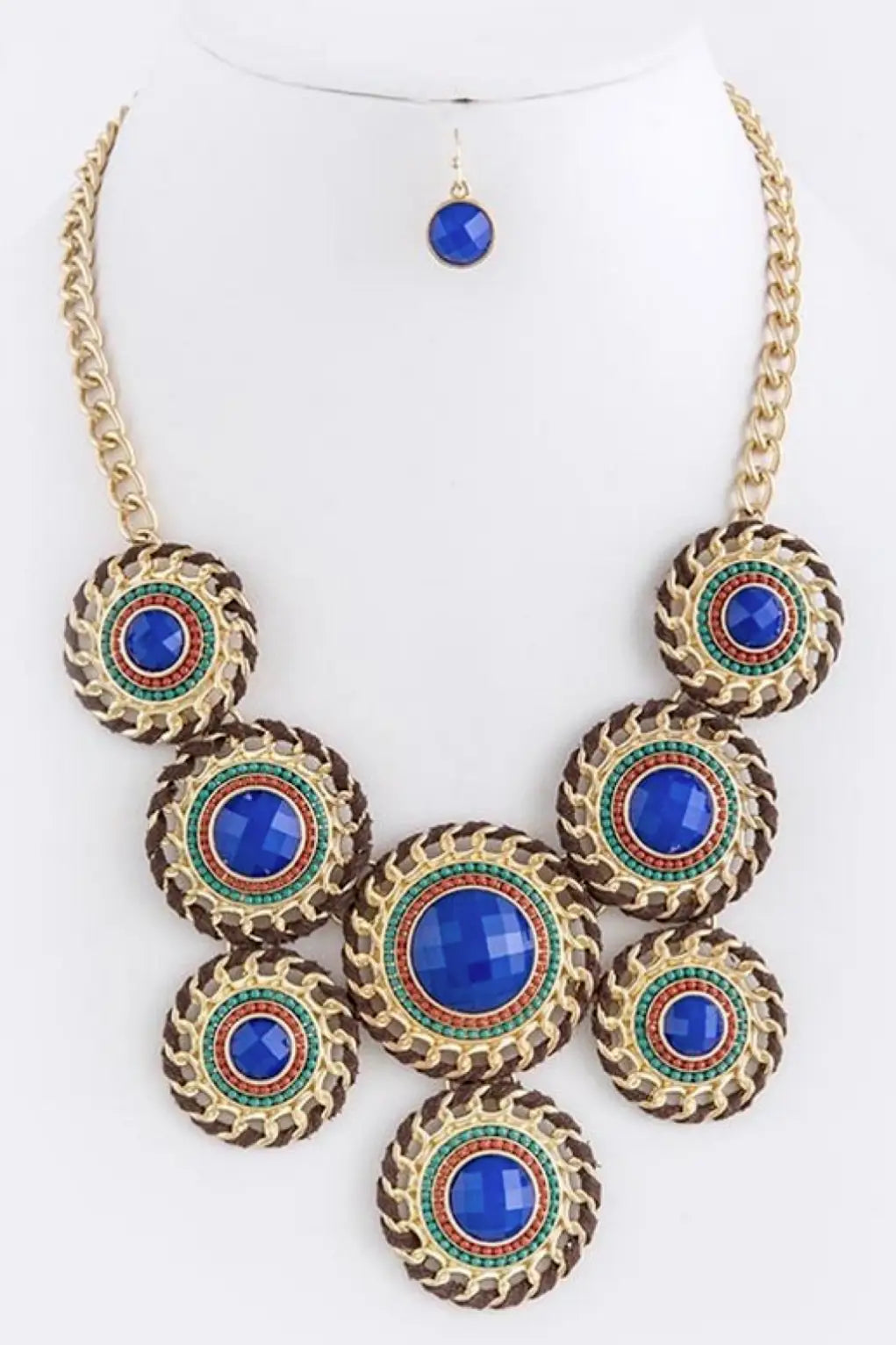 Royal Blue Acrylic Gem Necklace Set