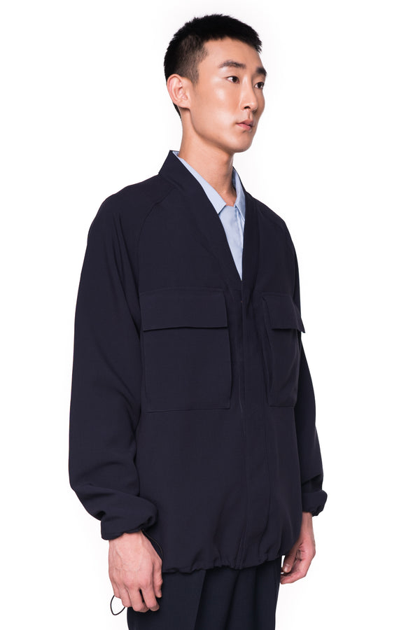NAVY OUTER SHIRT LONGSLEEVES WITH TWO POCKETS - Jan Sober