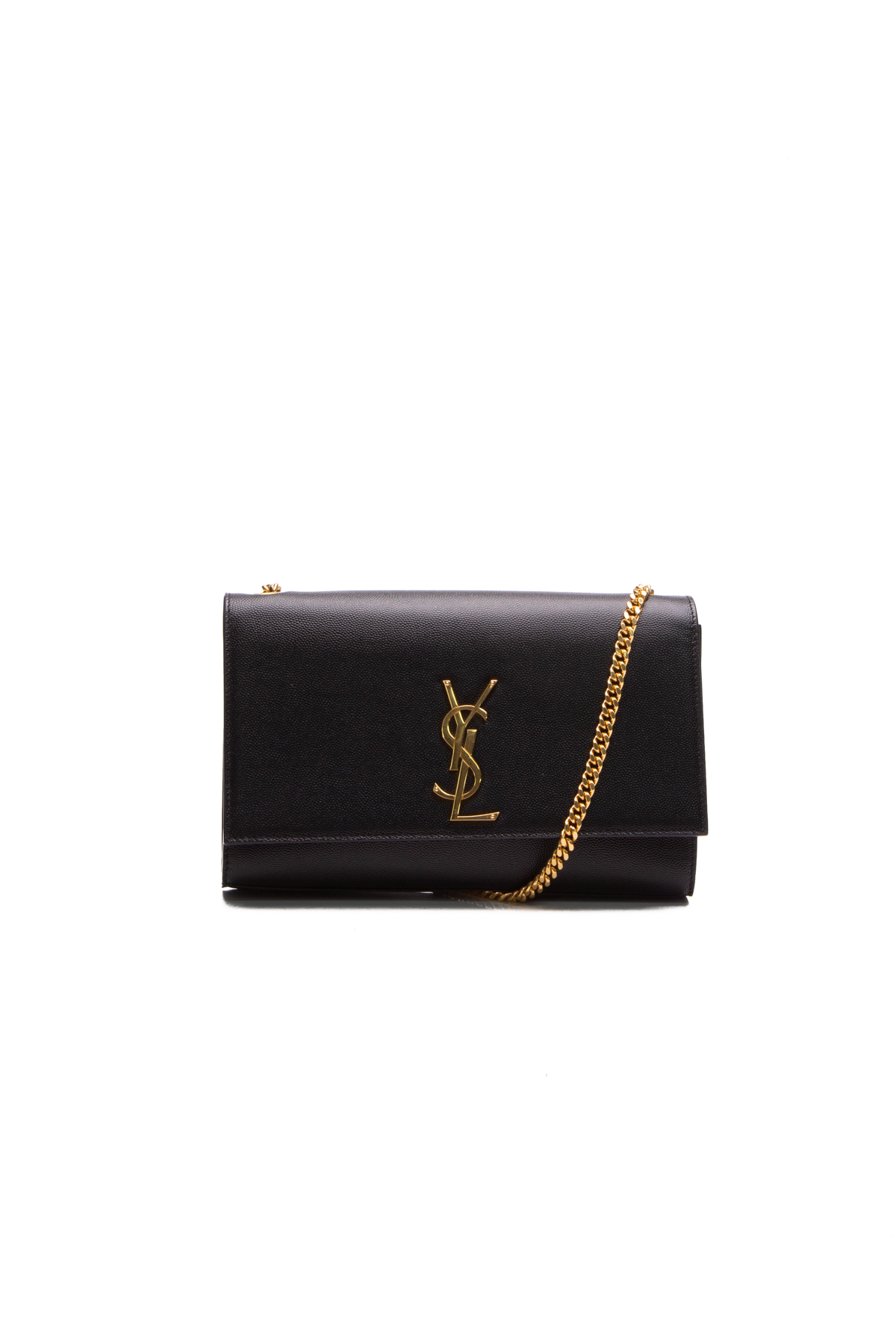 Saint Laurent Uptown Bicolor Leather Wallet on Chain