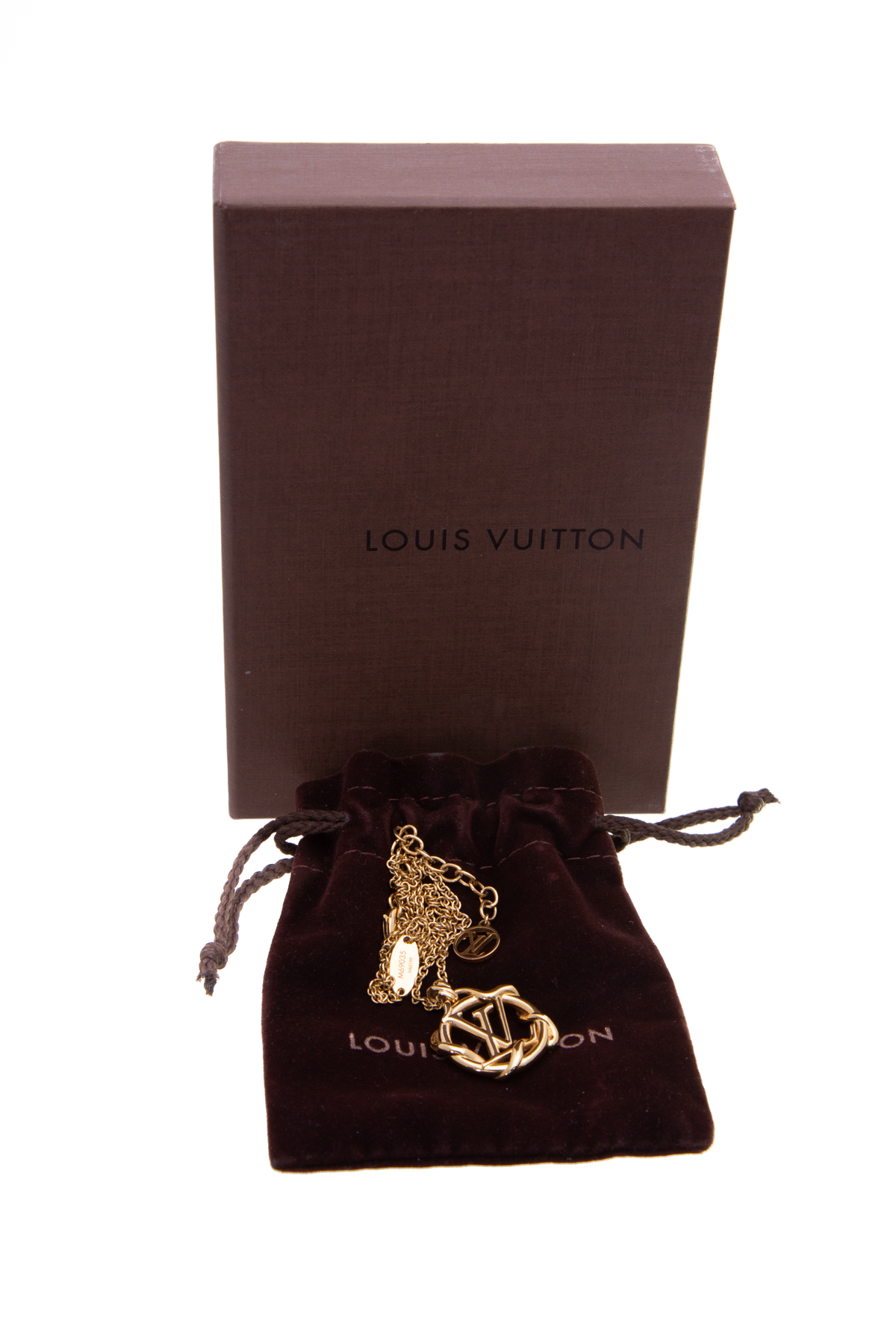 LOUIS VUITTON Necklace Collier LV Eclipse M00762 Monogram Gold LV  w/Accessories