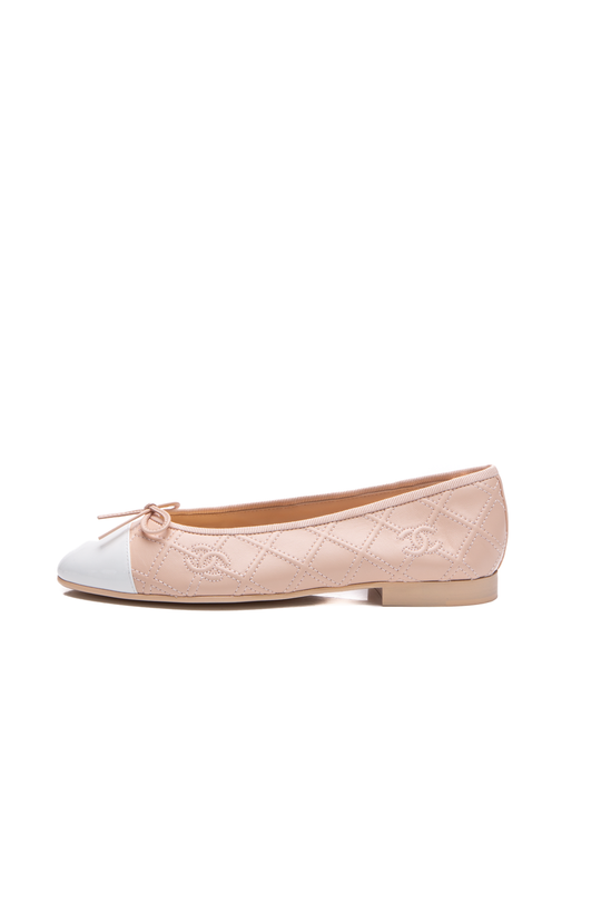 Chanel Blue/White Tweed and Rhinestone CC Ballet Flats Size 7/37.5 -  Yoogi's Closet