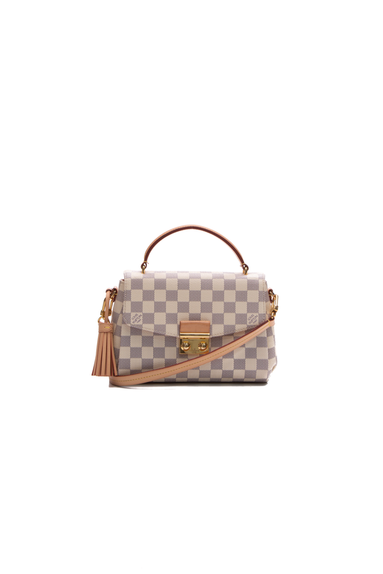 used Unisex Pre-owned Authenticated Louis Vuitton Damier Azur Pochette Felicie Canvas White Crossbody Bag, Adult Unisex, Size: Small