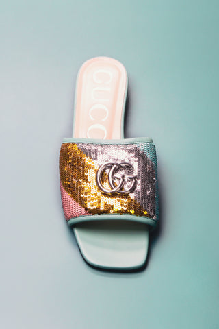 Gucci Marmont Sequin Slide Sandals