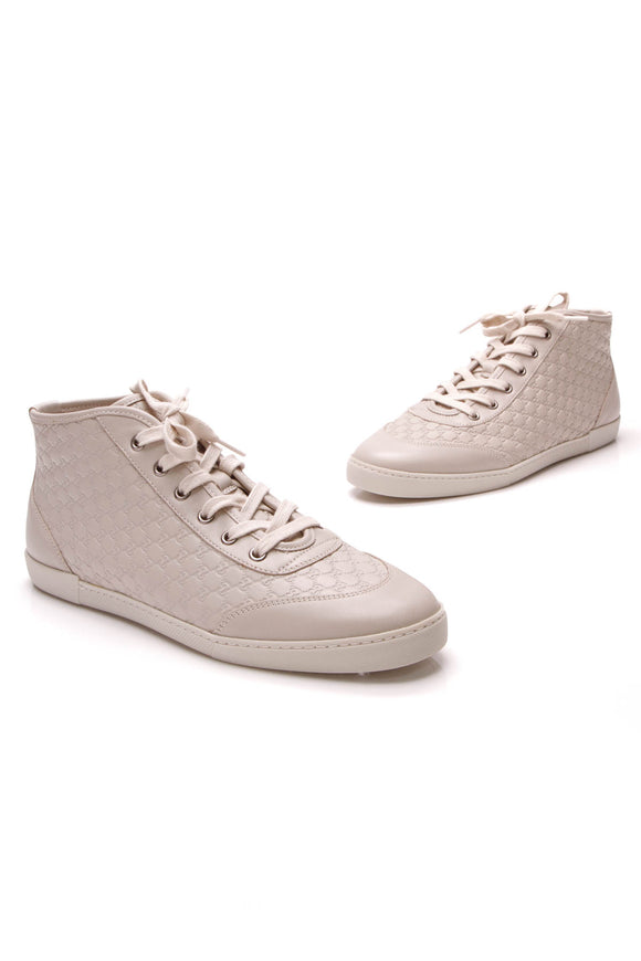 Gucci High-Top Sneakers Mystic White Microguccissima Size 39.5