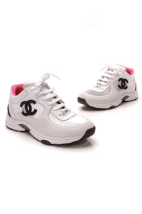 Chanel CC Low Top Sneakers- White/Neon 