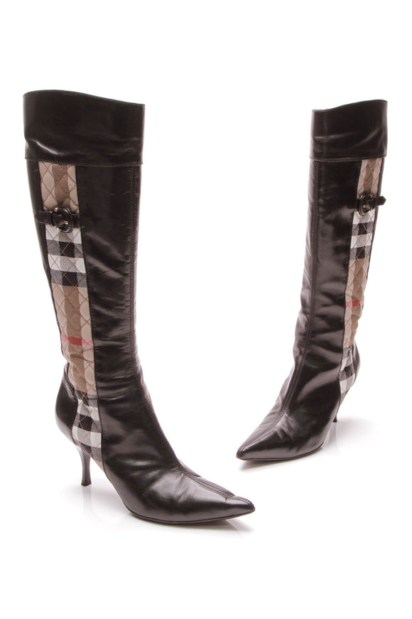 Burberry Quilted Check Knee-High Boots 