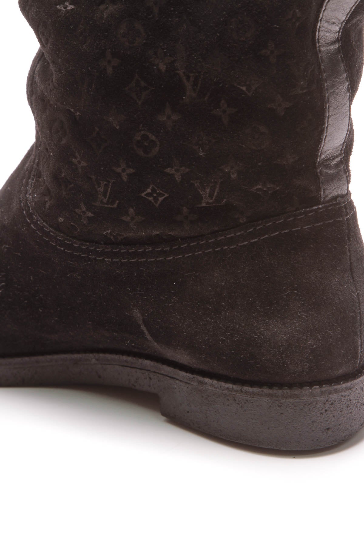 Louis Vuitton Monogram Suede & Shearling Calf Boots - Black Size 41 – Couture USA