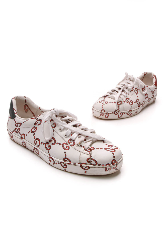 gucci shoes white and red