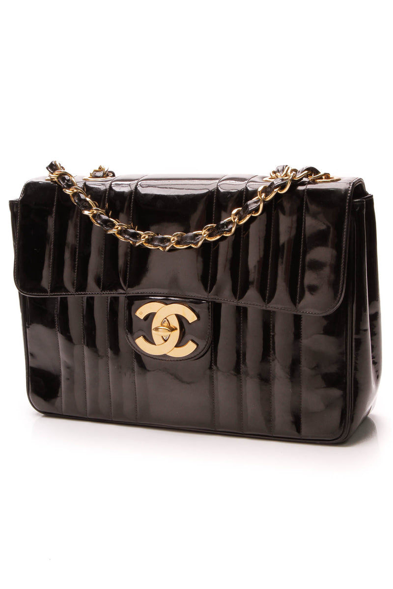 Chanel Vintage Jumbo Flap Bag - Black Patent – Couture USA