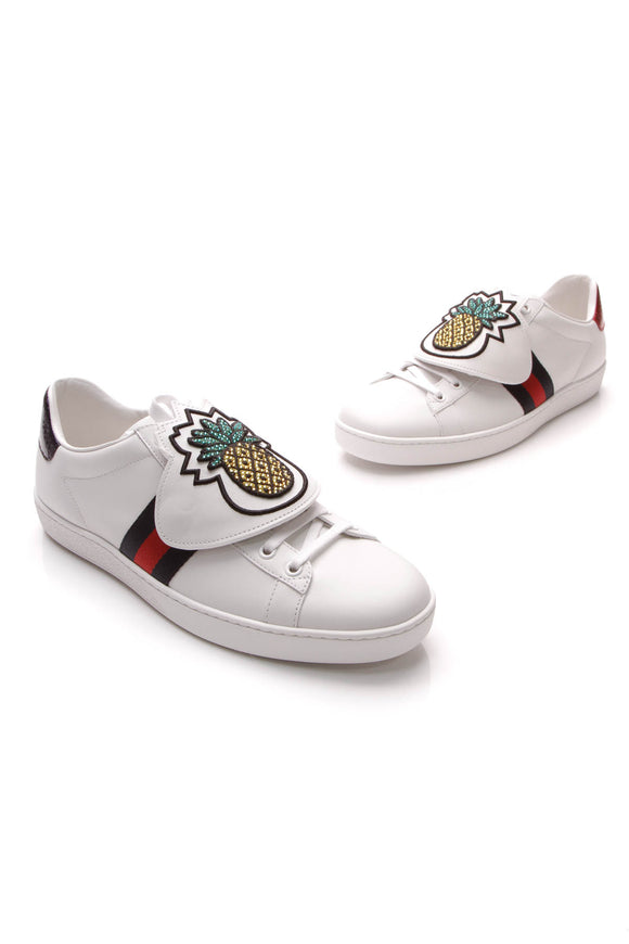 Gucci Ace Embroidered Pineapple Sneakers White Size 39.5