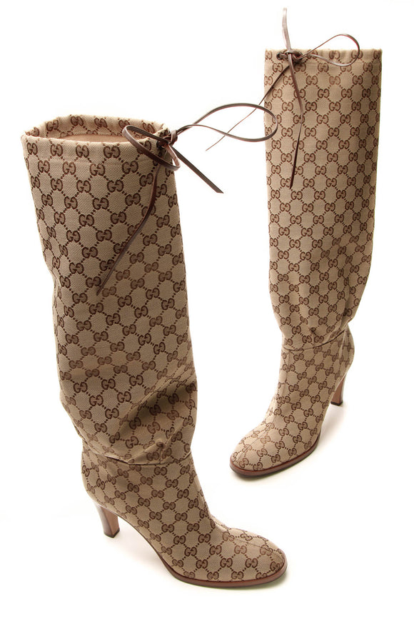 Gucci Knee High Drawstring Boots 