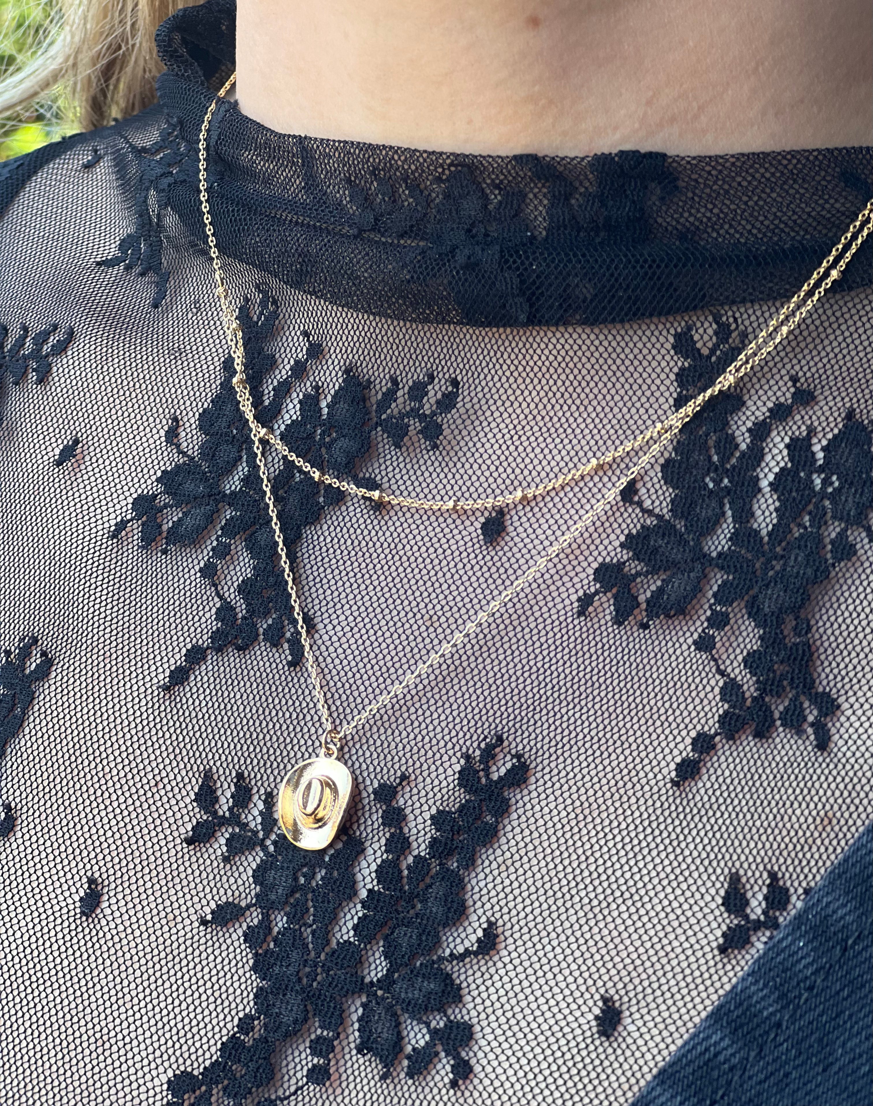 Melina Cowboy Hat Necklace in Gold