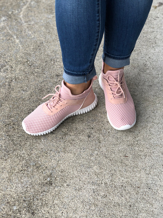 blush tennis shoes