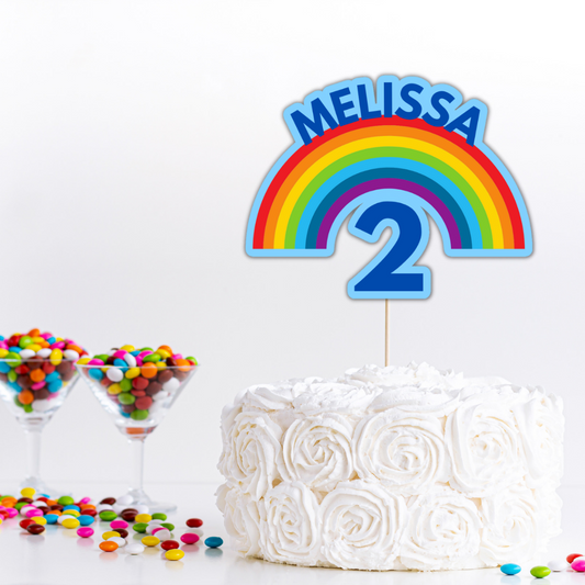 Pastel Rainbow Cupcake Toppers, Birthday Cupcake Toppers