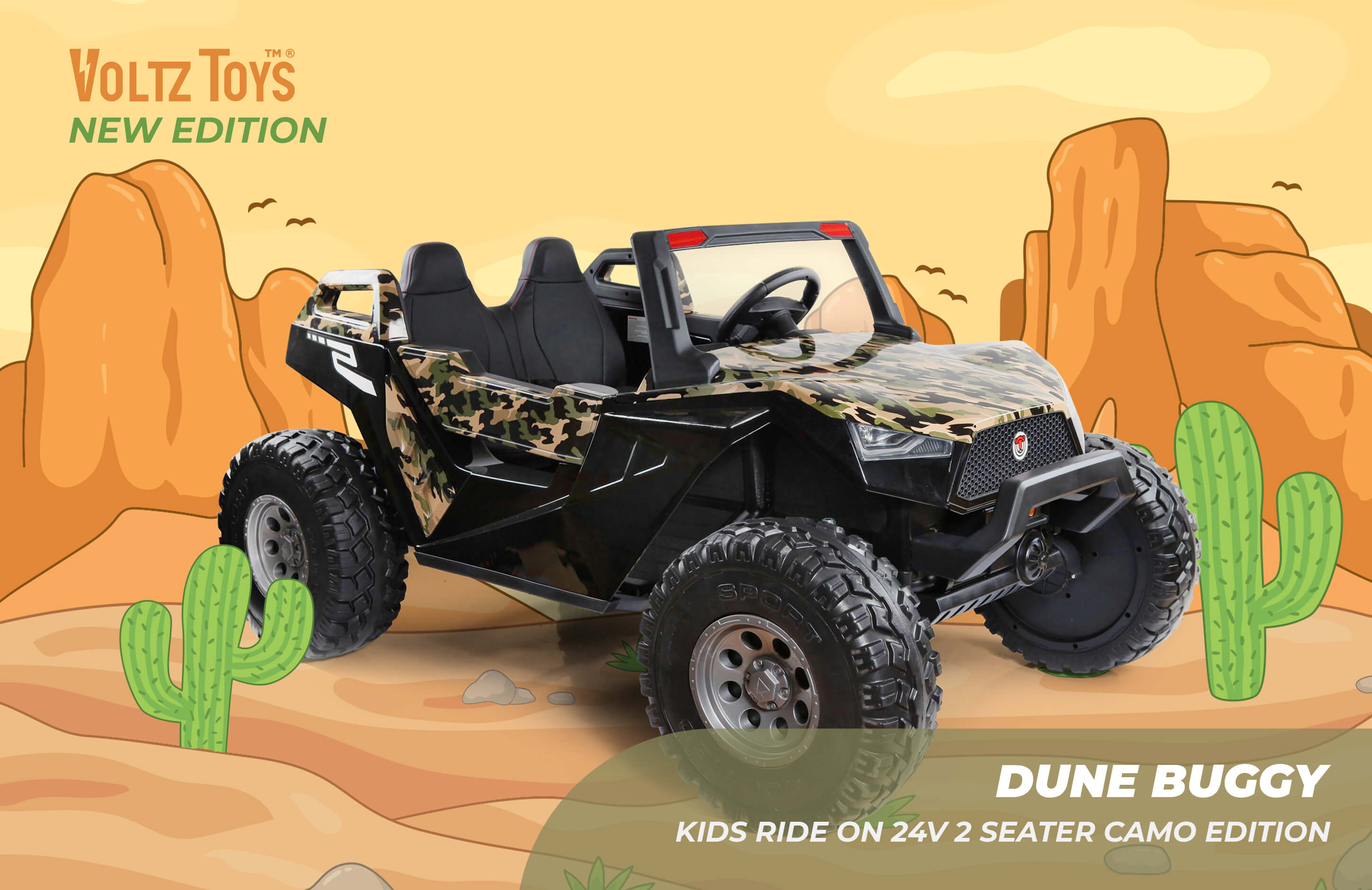 24V Off-road Dune Buggy Ride On Truck pour enfants en plein air et pique-nique