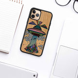 Alien Design UV Wooden phone case for iPhones