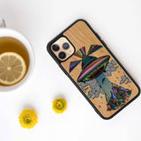 Alien Design UV Wooden phone case for iPhones